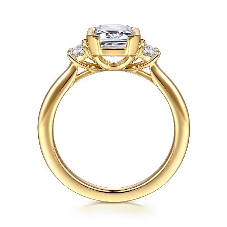 14K Yellow Gold Gabriel 3Stone Engagement Ring Semi Mounting for 8.5x6mm Emerald Cut Center Stone (not included) w/2 Half Moon Diams=.35ctw VS2 G-H Size6.5 #ER16908E8Y43JJ (S2285844)