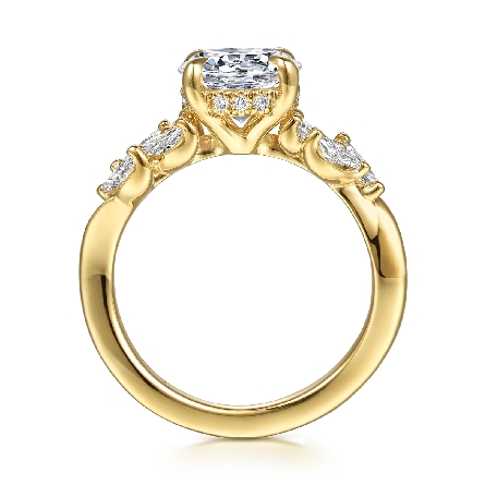 14K Yellow Gold Gabriel Floral Nouveau Cluster Engagement Ring Semi Mounting for 2ct Center Stone (not included) w/Diams=Marquise Diams=.37ctw VS2 G-H and Round Diams=.13ctw SI2 G-H Size6.5 #ER16910R8Y44JJ (S2285846)