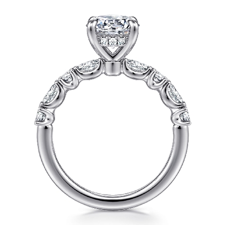 14K White Gold Gabriel Alternating Engagement Ring Semi Mounting for 1.5ct Round Center Stone (not included) w/Marquise Diams=.23ctw VS2 G-H and Round Diams=.27ctw SI2 G-H Size6.5 #ER15607R6W44JJ (S2277747)