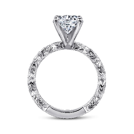 14K White Gold Gabriel Scalloped Milgrain 4Prong Engagement Ring Semi Mouting for 2ct Round Center Stone (not included) w/Diams=.12ctw SI2 G-H Size6.5 #ER4122R8W44JJ (S2277749)