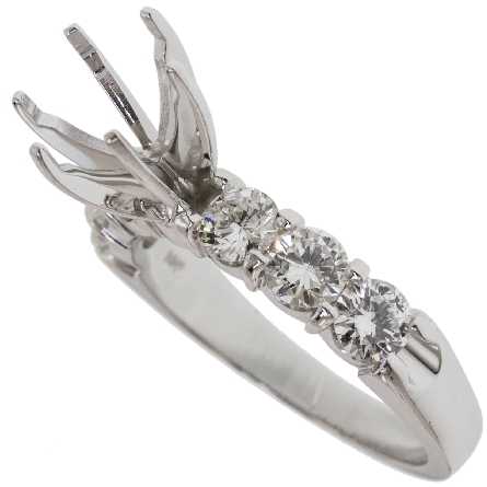 14K White Gold Shared Prong Engagement Ring Semi Mounting w/6Diams=.37ctw SI H-I Size 6 to fit 1ct Center Round Stone #ARPSOP