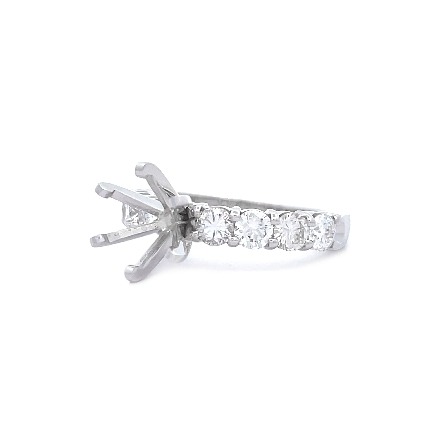 14K White Gold Shared Prong Engagement Ring Semi Mounting w/8Diams=.93tw SI H-I for 1.50ct Round Center Stone Size 6.5 #ARPSOP