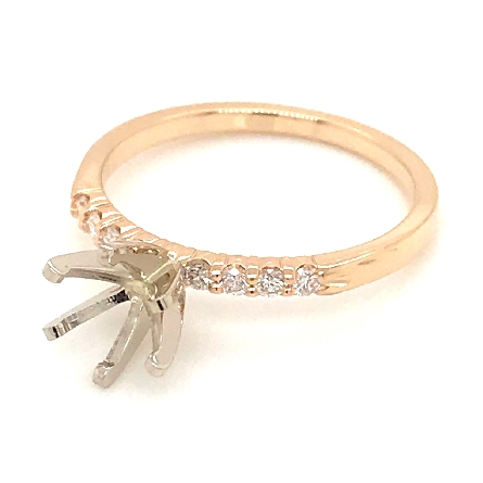 14K Yellow and White Gold Shared Prong Engagement Ring Semi Mounting w/8Diams=.95ctw SI H-I for a 1.50ct Round Center Stone (not included) Size 6.5 #ARPSOP