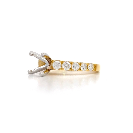 18K Yellow and White Gold 4Prong Engagement Ring Semi Mounting w/10Diams=.94ctw VS-SI G-H Size6.5 #R11-126914
