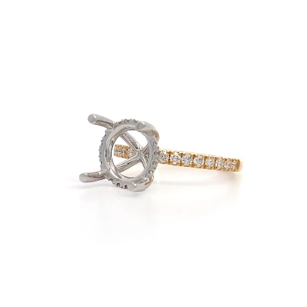 14K Yellow and White Gold 4Prong Basket Tiffany Engagement Ring Semi Mounting w/32Diams=.40ctw SI H-I Size6.25 #R11-158403