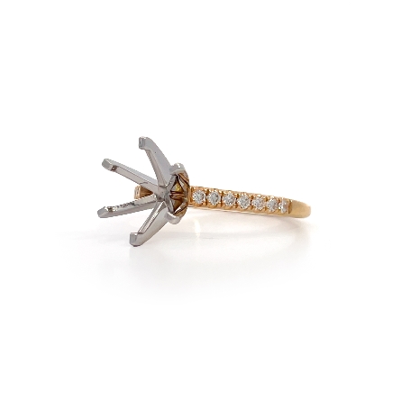 14K Yellow and White Gold 6Prong Engagement Ring Semi Mounting w/14Diams=.21ctw VS-SI I Size6.75 #R11-173387