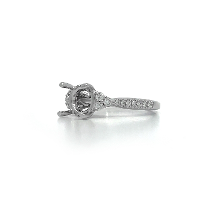 18K White Gold Engagement Ring Semi Mounting Side 3Cluster Design w/28 Diams=.31ctw VS-SI H-I Size6.5 #R11-159000
