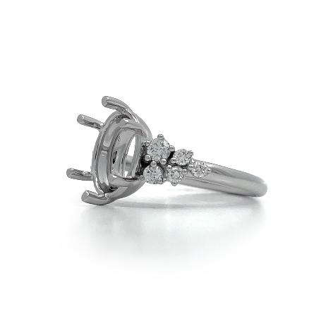 18K White Gold Cluster Oval 6Prong Engagement Ring Semi Mounting w/10 Diams=.43ctw VS-SI H-I Size6.75 #R11-168749