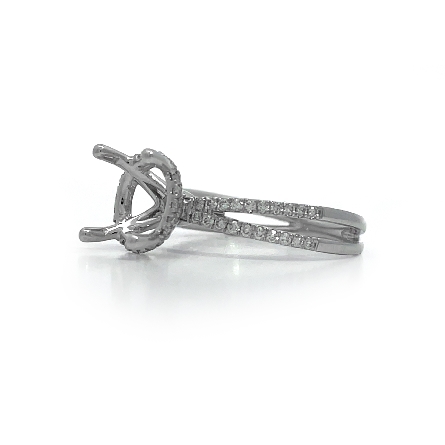 18K White Gold 4Prong Underhalo Tapered 2Row Engagement Ring Semi Mounting w/62Diams=.35ctw VS G-H Size6.5 #R11-169680