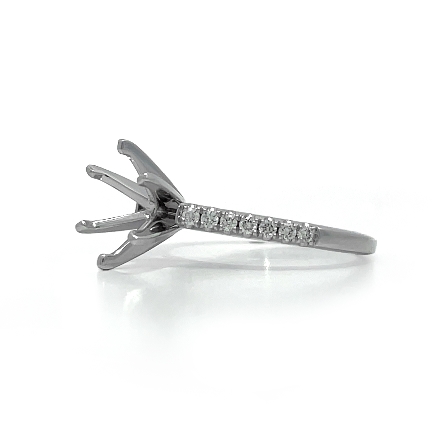 14K White Gold 6Prong Engagement Ring Semi Mounting w/14Diams=.21ctw VS G-H Size6.75 #R11-173387