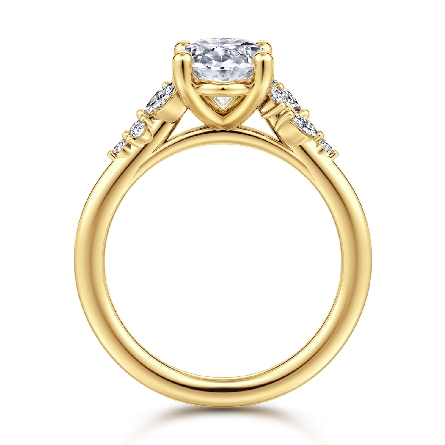 14K Yellow Gold Oval Floral Nouveau Cluster Engagement Ring Semi Mounting for 10.5x7mm Oval Center (not included) w/Marquise Diams=.15ctw amd Round Diams=.09ctw SI2 G-H Size6.5 #ER16980O8Y44JJ (S2346369) 