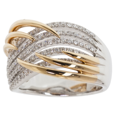 18K White and Rose Gold Crossover Fashion Ring w/122Diams=.76ctw VS G-H Size 6.5 #R457847