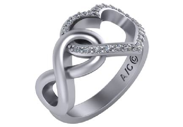 14k White Gold infinity Open Heart Ring w/24Diams=.24ctw SI H-I Size 7 #30596L