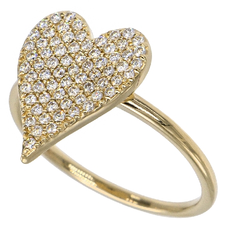 14K Yellow Gold Pave Heart Ring w/Diams=.35ctw Size 6.5 #RSP3426-1