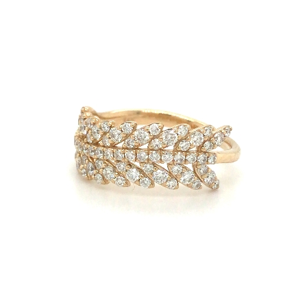 14K Yellow Gold Pave Leaf Ring w/Diams=.91ctw SI H-I Size 6.5 #RP23-533YB-H