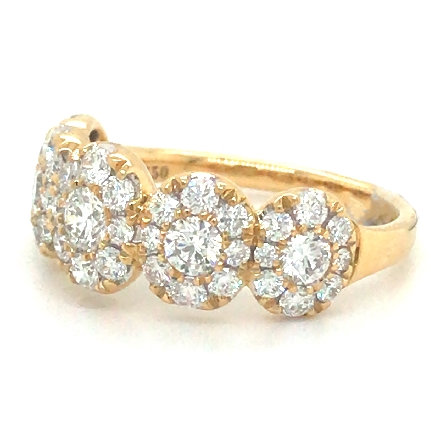 18K Yellow Gold 5 Pave Oval Halo Band w/Diams=1.32ctw VS G-H Size 6.5 #RG27807