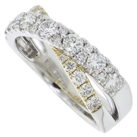 14K Yellow and White Gold Criss Cross Band w/Diams=1.11ctw SI H-I Size 6.5 #R-7672-E (M5680)