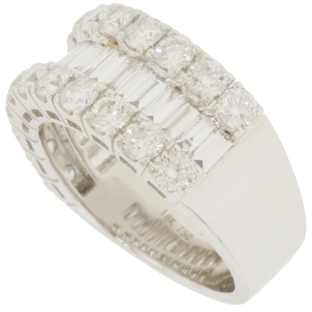 18K White Gold Round and Baguette Anniversary Band w/Round Diams=1.83ctw and Baguette Diams=1.05ctw SI G-H Size 6.5 #RG19754