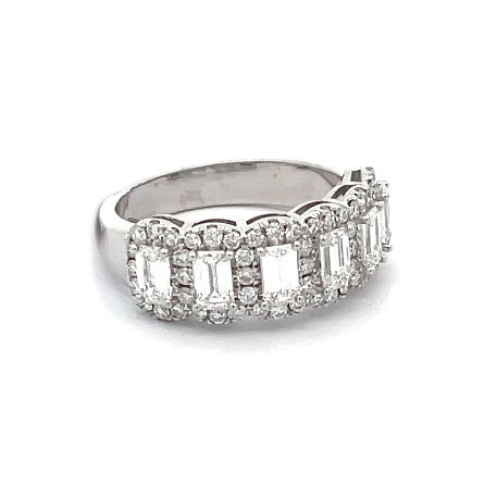 18K White Gold Halo Band w/Baguette Diams=1.17ctw and Round Diams=.56ctw SI G-H Size 6.5 #RG28043