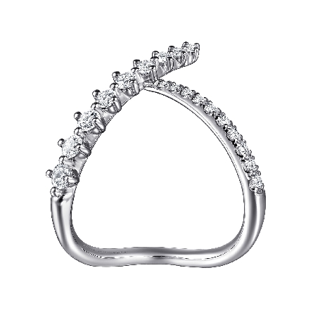 14K White Gold Graduating Diamond Chevron Ring w/Diams=.55ctw SI2 H-I Size 6.5 #LR52812W45JJ (S1955032)