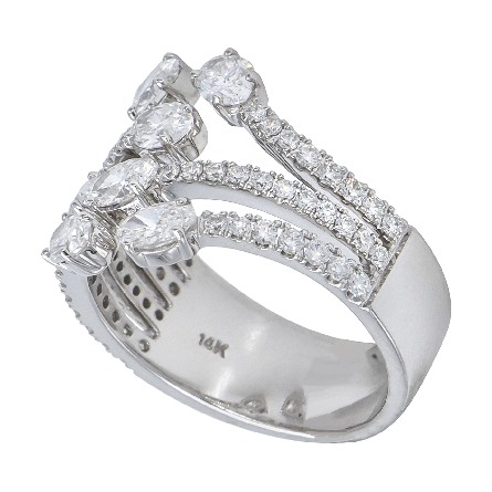 14K White Gold Open Rows Band w/Diams=1.71ctw SI H-I  Size 6 #RT17-307B