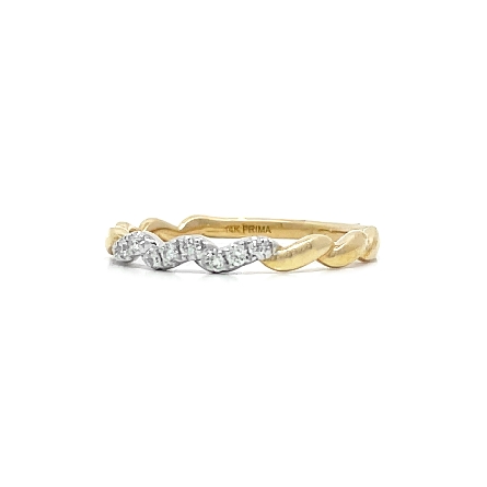 14K Yellow Gold Polished and Shared Prong Wave Design Ring Size6.5 w/Diams=.08ctw VS-SI G-H #PR2635D