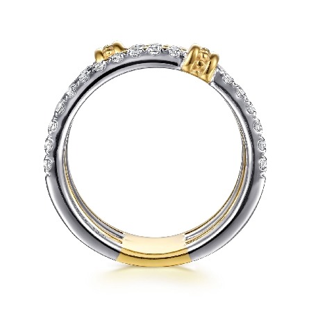 14K Yellow and White Gold Gabriel Bujukan 4Row Fashion Band w/Diams=.62ctw SI2 H-I Size6.5 #LR52898M45JJ (S2222636)