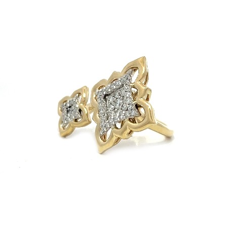14K Yellow and White Gold Swirl Design Open Cuff Fashion Ring w/Diams=.48ctw SI2 G-H Size6.5 #LR52847M44JJ.0005 (S2211917)