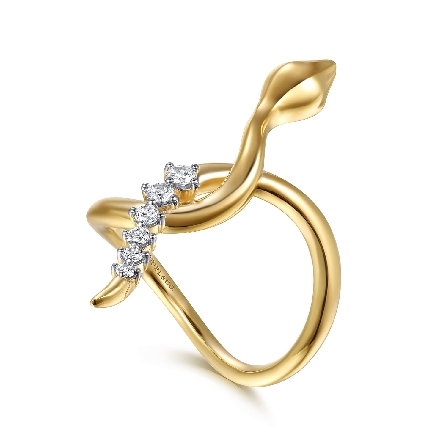 14K Yellow Gold Gabriel Snake Fashion Ring w/Diams=.15ctw SI2 H-I Size6.5 #LR52974Y45JJ (S2211922)