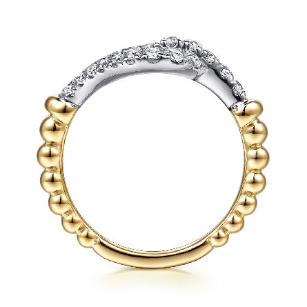 14K Yellow and White Gold Gabriel Horseshoe Buckle Ring w/Diams=.48ctw SI2 G-H Size6.5 #LR53000M45JJ (S2211909)