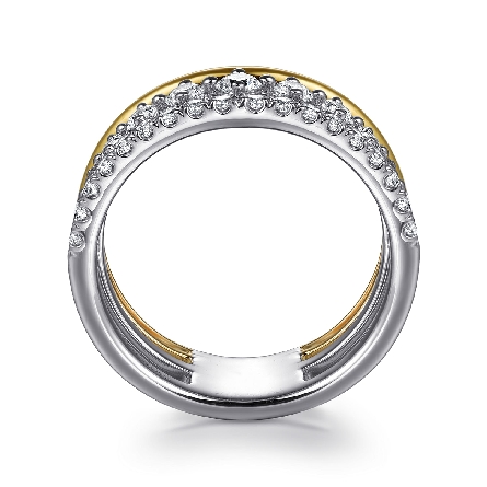 14K White and Yellow Gold Graduating Easy Stackable 3Row Ring w/Diams=.73ctw SI2 H-I Size 6.5 #LR52808M45JJ (S2191851)