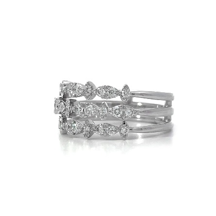 18K White Gold 3 Row Fashion Band w/31Diams=.54ctw VS H-I Size6.5 #R22-159513