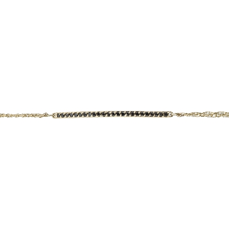 14K Yellow Gold 7.5inch Double Chain Curved Bar Bracelet w/24Black Diams=.26ctw #X1202