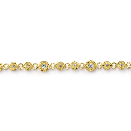 14K Yellow Gold 7inch Bujukan Links Fashion Bracelet w/Diams=.51ctw SI2 H-I #TB4618Y45JJ (S1411756)
