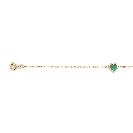 14K Yellow Gold 6-7inch Heart Bracelet w/Emerald=.59ct and 22Diams=.04ctw #MB001735
