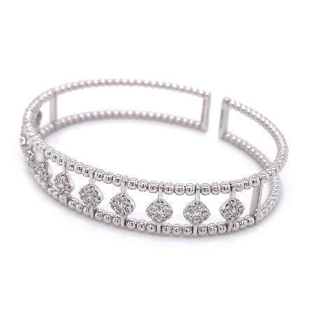 14K White Gold 6.25inch Open Design Cuff Bangle w/Diams=.70ctw SI2 H-I #BG4232-62W45JJ (S1744202)