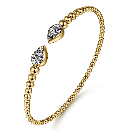 14K Yellow Gold Bujukan 6.25inch Pave Split Bangle Bracelet w/Diams=.24ctw SI2 H-I  #BG5048-62Y45JJ (S2090928)