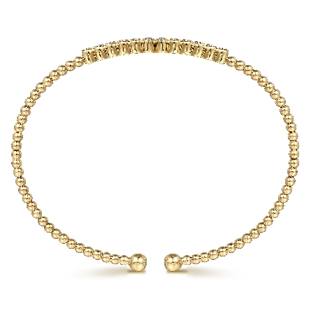 14K Yellow Gold 5.75inch Bujukan Flexible 12 Bezels Cuff Bangle w/Diams=.15ctw SI2 H-I #BG4118-57W45JJ (S2090904)