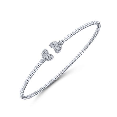14K White Gold Gabriel Bujukan 5.75inch Hearts Cuff Bangle w/Diams=.18ctw SI2 H-I #BG4253-62W45JJ (S2191139)