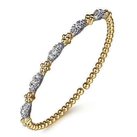 14K Yellow and White Gold Bujukan 5.75inch Cluster Bangle w/Diams=.74ctw SI2 H-I #BG5058-57M45JJ (S2191147) 