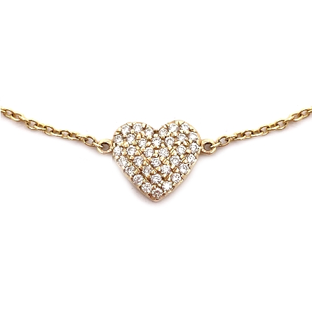 14K Yellow Gold 6.75inch Pave Heart Bracelet w/Diams=.19ctw SI2 G-H #BD17-274YB