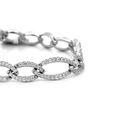 14K White Gold 7inch Marquise Pave Link Bracelet w/Diams=2.37ctw SI2 G-H #BT24-96B