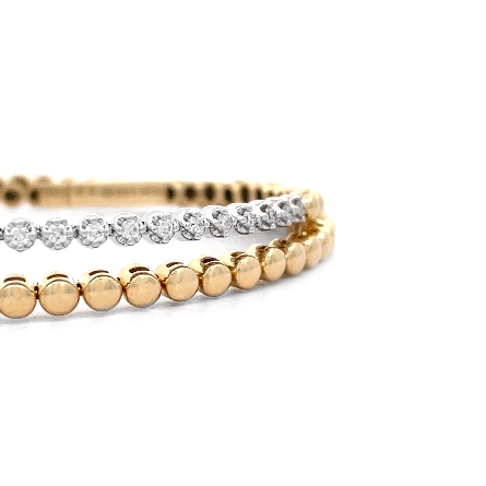 14K Yellow and White Gold Gold Beaded Flexible Wrap Bracelet w/Diams=.52ctw SI H-I #B-8173-B (N2427)