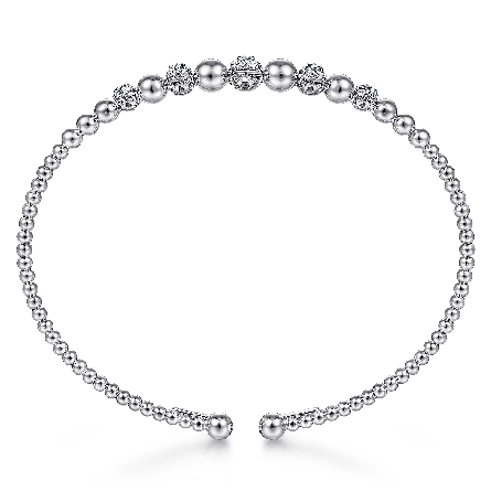 14K White Gold Gabriel Bujukan Bead Pave Bangle Size6.25 w/Diams=.34ctw SI H-I #BG4362-57W45JJ (S2191123)