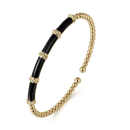 14K Yellow Gold Size 5.75 Bujukan Bangle w/Black Enamel #BG4972E8Y4JJJ.S575 (S2191290)