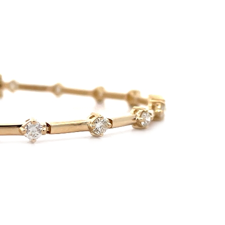 14K Yellow Gold 7inch Scattered Bar Line Bracelet w/Diams=1.70ctw SI2 G-H #BP20-121-1YB/NP