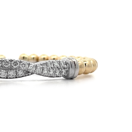 14K Yellow and White Gold Gabriel 5.75inch Bujukan Twist Bangle w/Diams=1.04ctw SI2 H-I #BG5090-57M45JJ (S2211900)