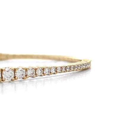 14K Yellow Gold Graduated 4Prong Flexible Bangle Bracelet w/Diams=1.23ctw SI H-I #B-8166-B (N4102)