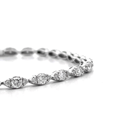 14K White Gold 7inch Marquise Shape Tennis Bracelet w/Diams=3.12ctw SI2 G-H #BP22-076B
