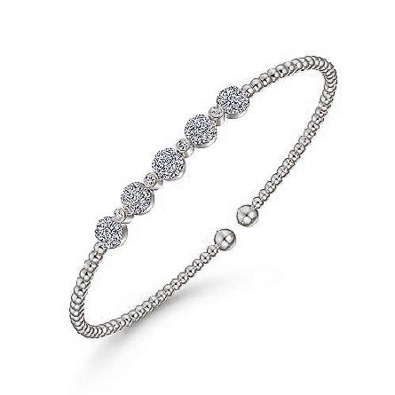 14K White Gold 6.25inch Bujukan 5Pave Halo Bangle w/Diams=.40ctw SI2 H-I #BG4335-62W45JJ (S2035159)